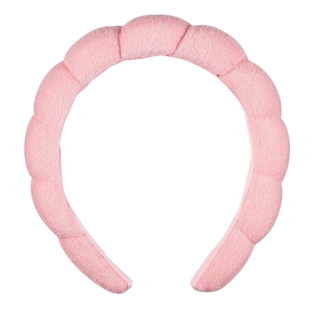 Spa Makeup and Face Washing Headband, Pink Bubble Design, 1 Count, Ultra-Absorbe